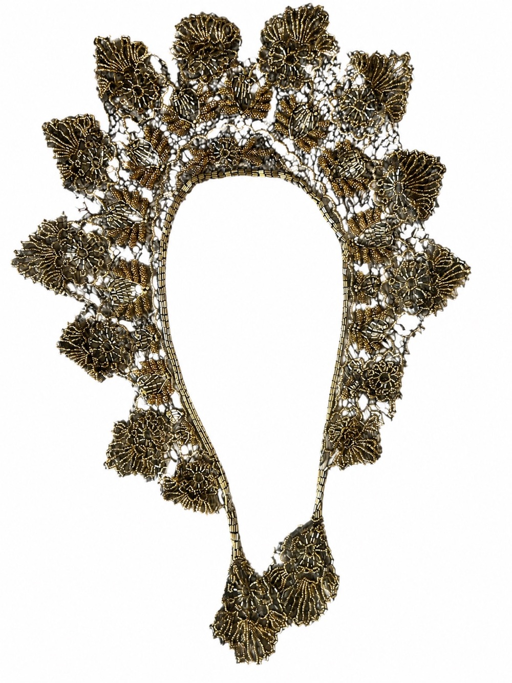 Vintage Victorian/Edwardian-era beaded lace floral motif
